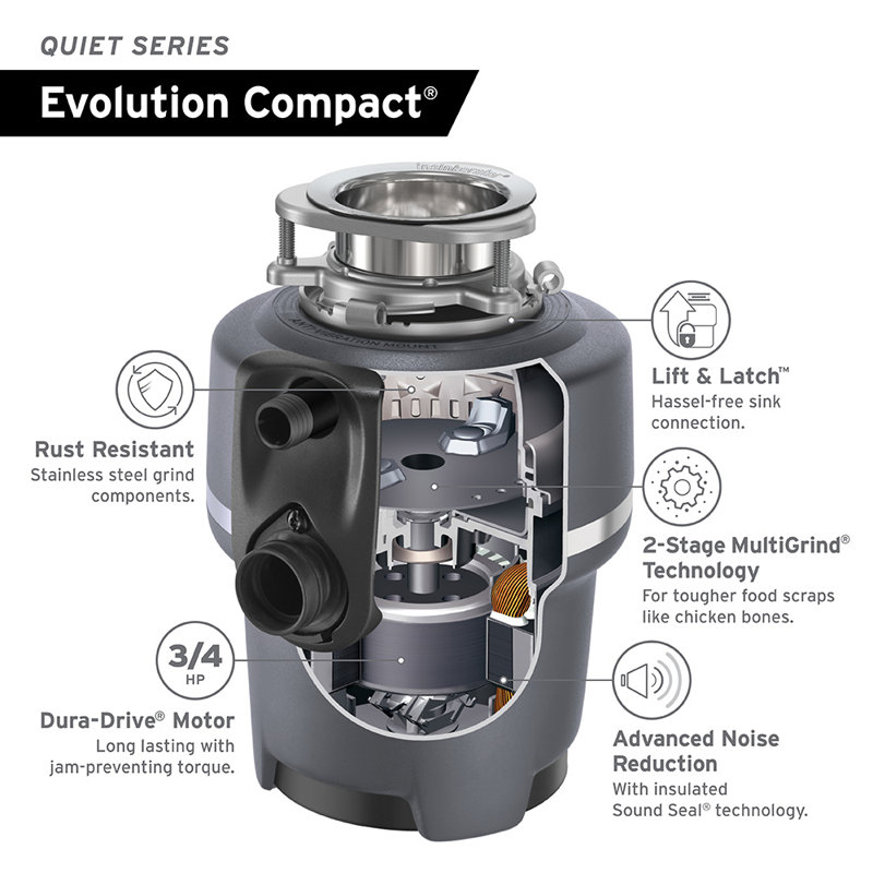 InSinkErator Evolution Compact 3/4 HP Continuous Feed Garbage Disposal & Reviews Wayfair